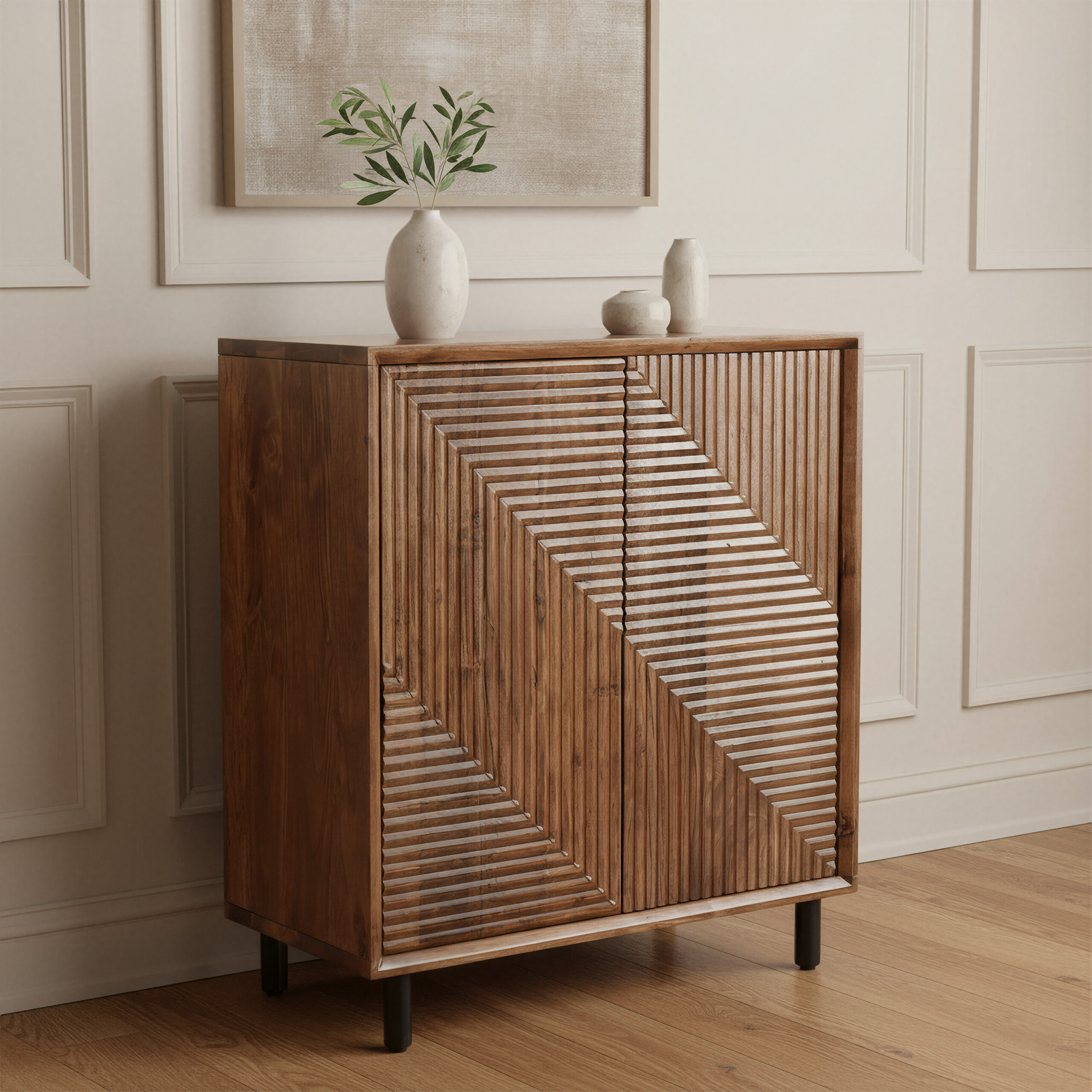 Entryway buffet in a modern hallway