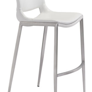 Ace Barstool (Set of 2) White & Silver