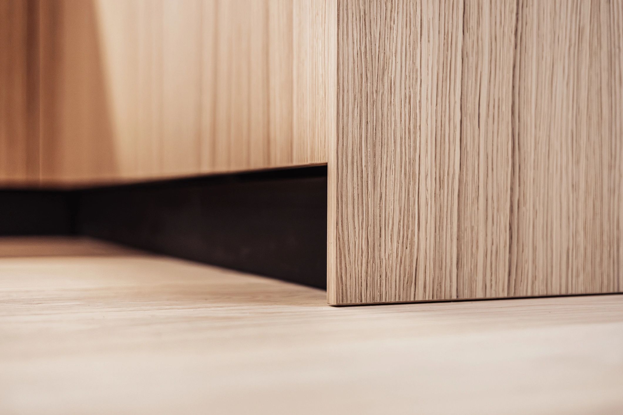 Close-up detail of modern wood furniture craftsmanship