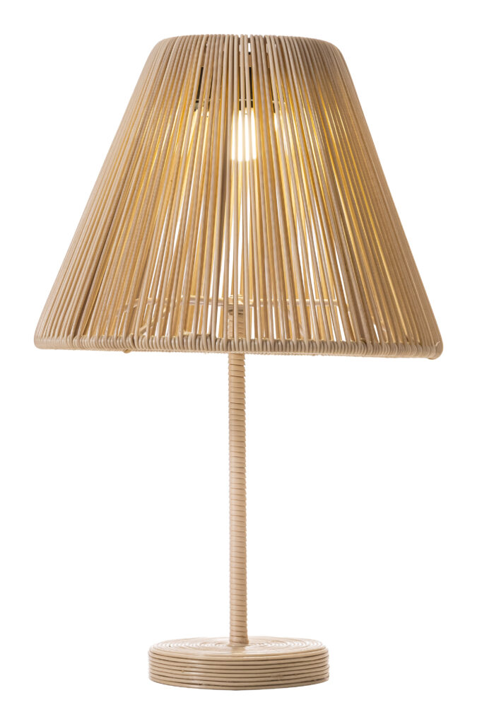 Rattan table lamp with woven shade