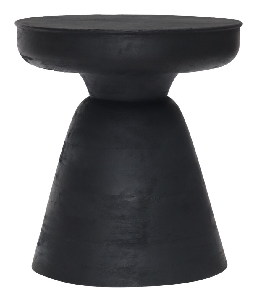 Black hourglass-shaped side table
