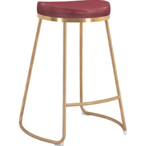 Bree Counter Stool (Set of 2) Burgundy & Gold