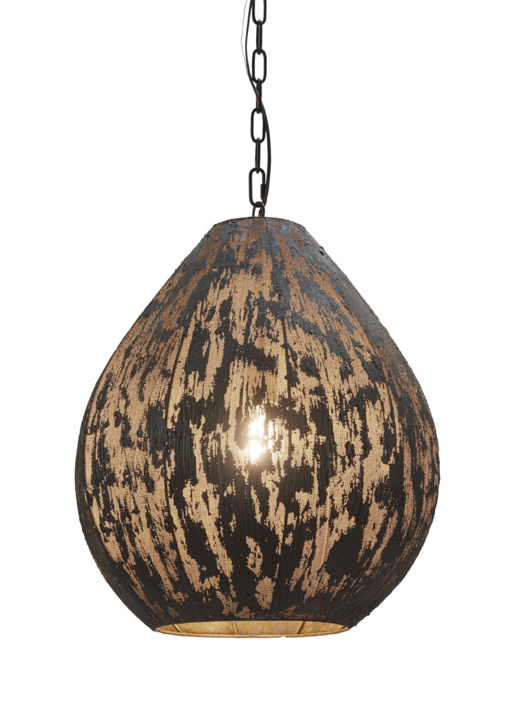 Distressed black and gold teardrop pendant light