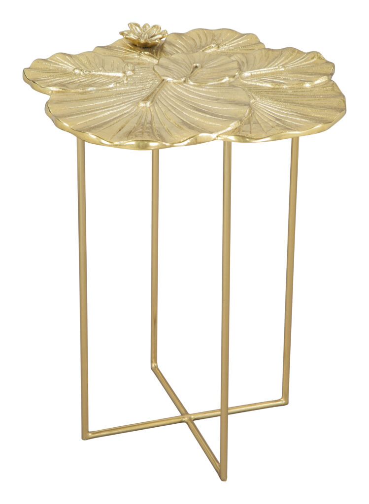 Gold lotus leaf accent table