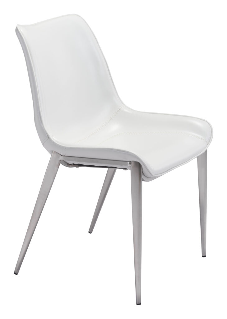 White modern chair with metal legs