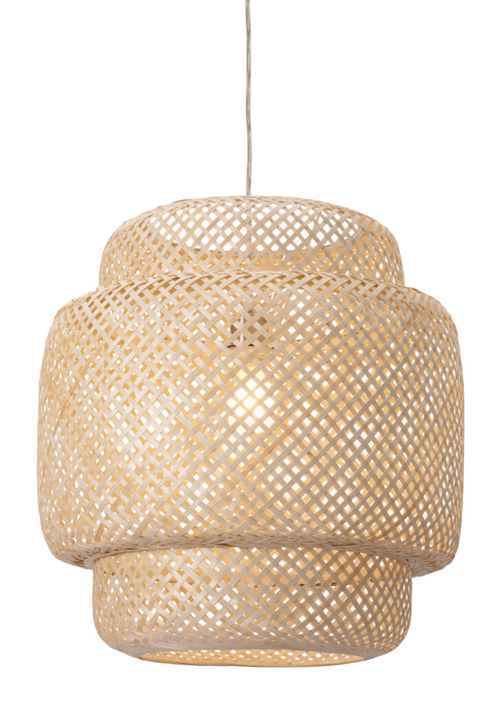 Natural woven rattan pendant light