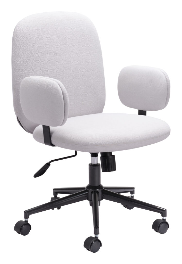 White ergonomic office chair with casters