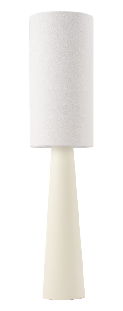 Tall white lamp with cylindrical shade