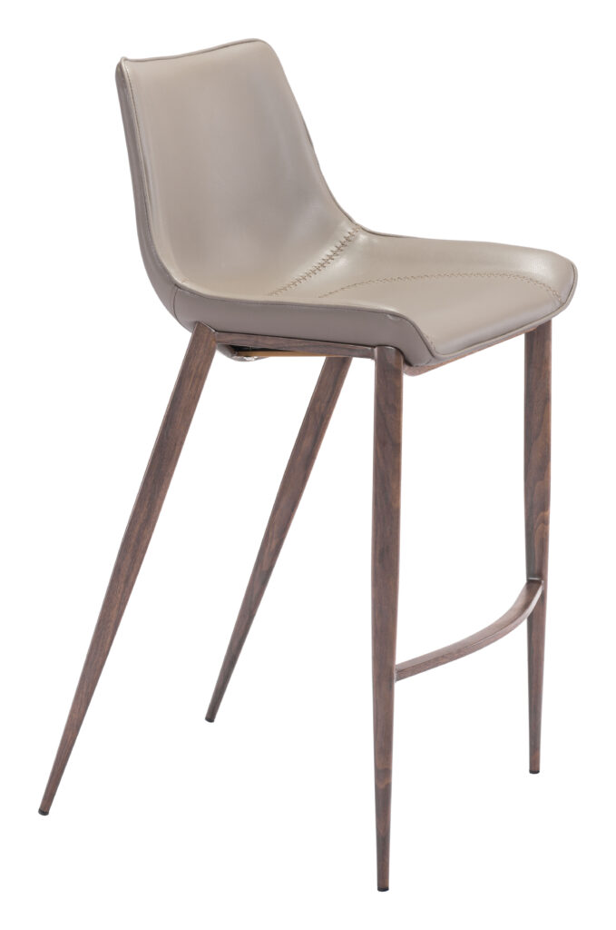 Modern leather bar stool with wooden legs