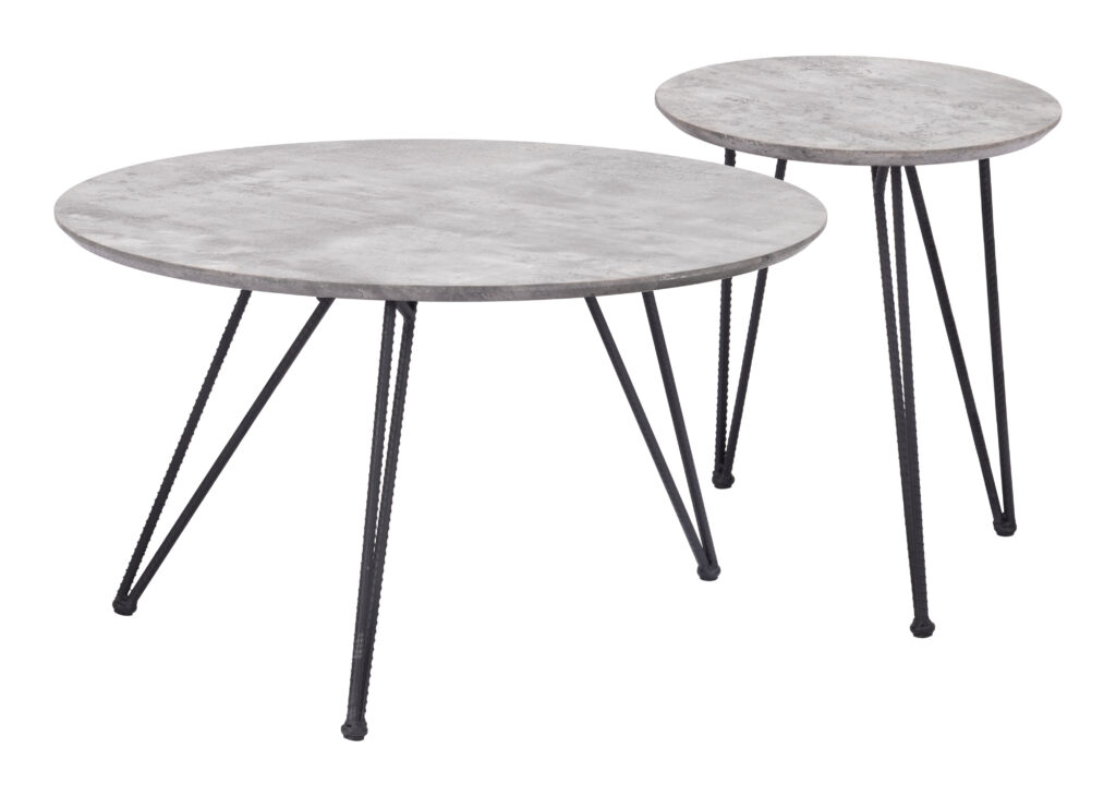 Set of two round concrete-look nesting tables