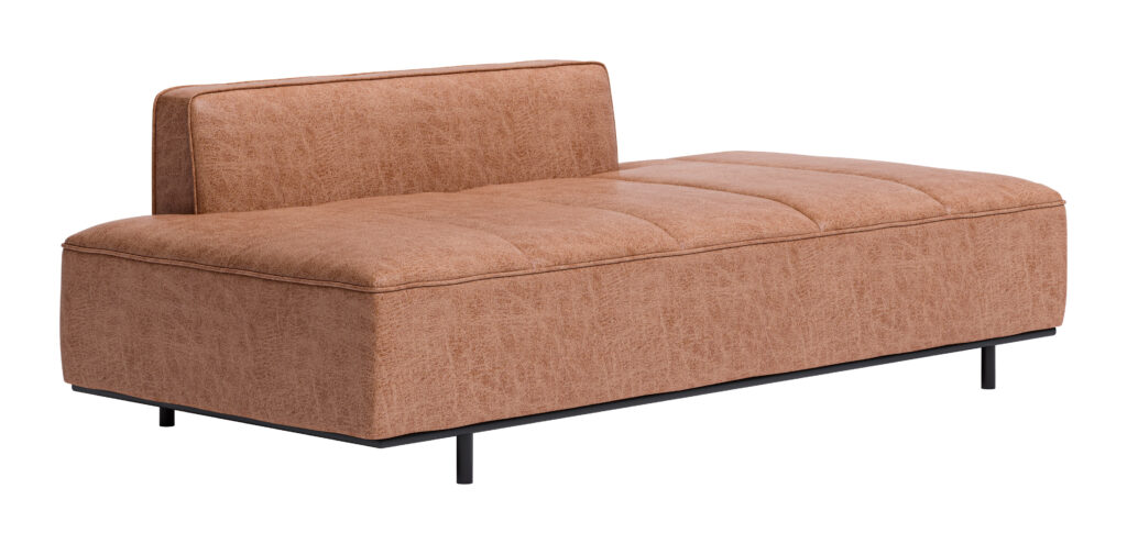 Modern brown leather chaise lounge sofa