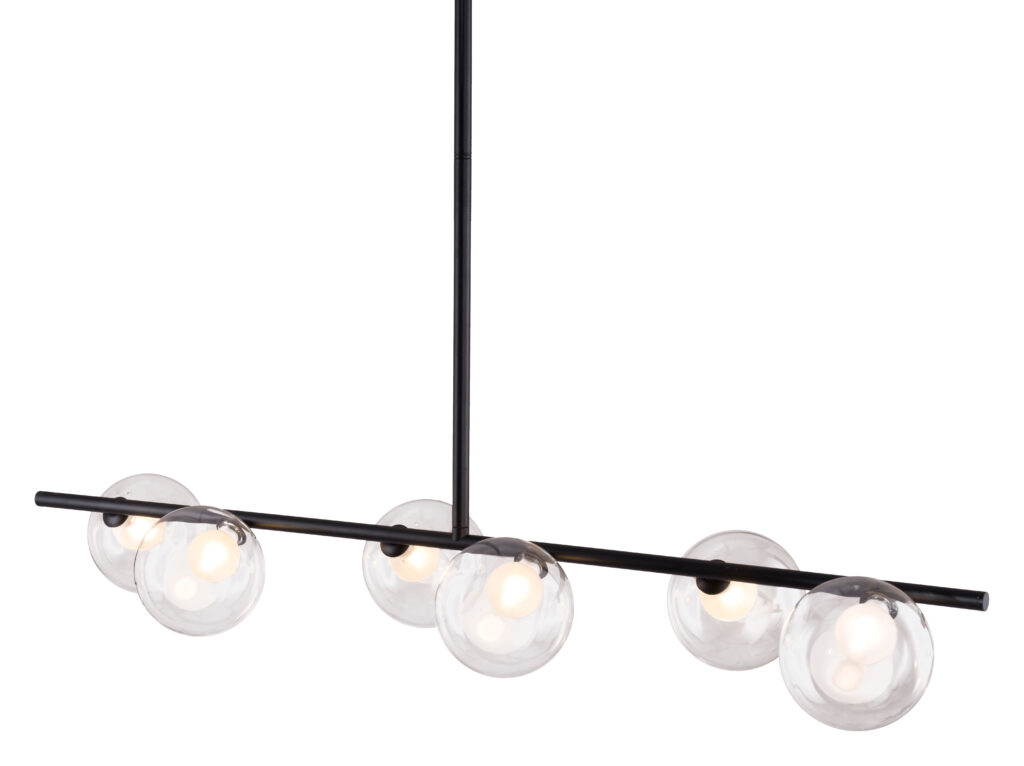 Modern six-globe glass pendant chandelier