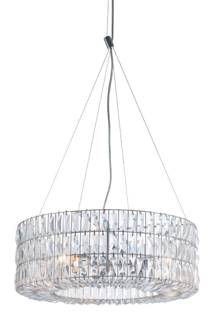 Round crystal drum chandelier pendant light