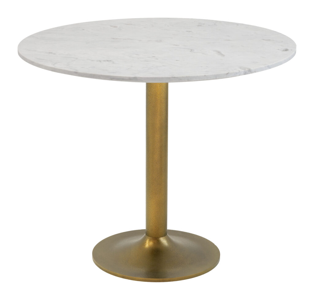 Round marble top table with gold pedestal