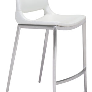 Ace Counter Stool (Set of 2) White & Silver