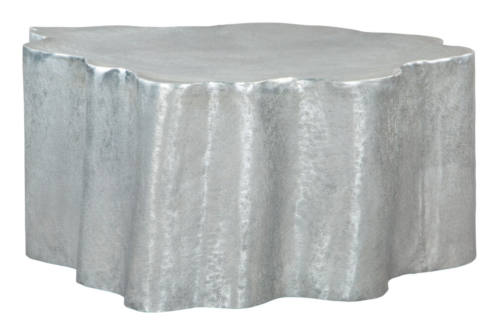 Silver metallic sculptural coffee table