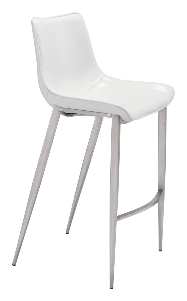 White modern bar stool with metal legs