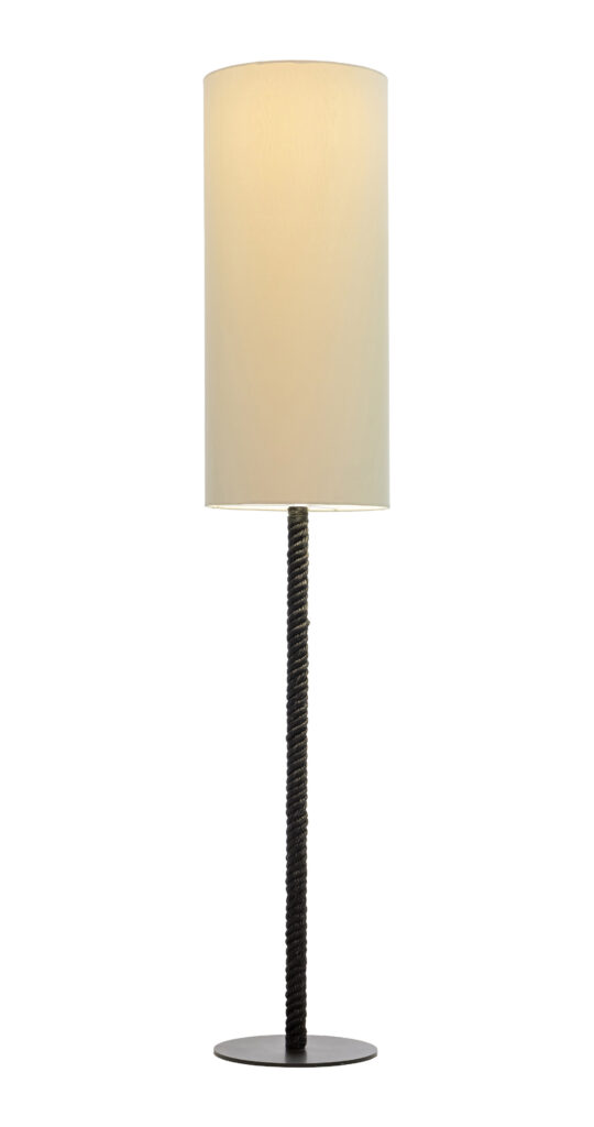 Tall floor lamp with cylindrical cream shade