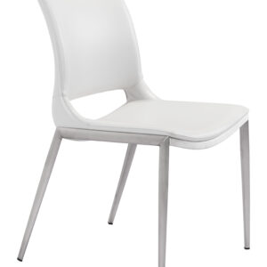 Ace Dining Chair (Set of 2) White & Silver