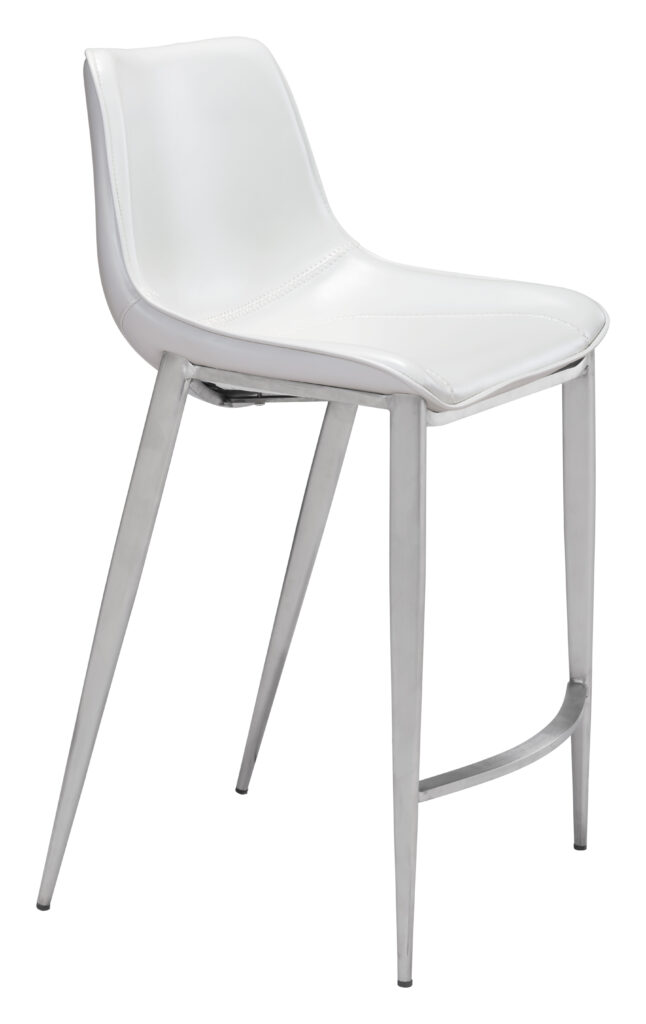 White modern bar stool with metal legs