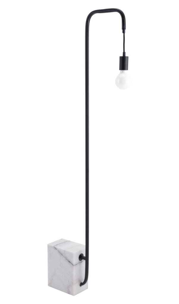 Minimalist black floor lamp with marble base
